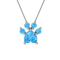 Pati Kolye - Akuamarin 8 ayar beyaz altın kolye (40 cm gümüş rolo zincir) #1efbdf2