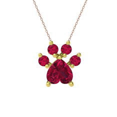 Pati Kolye - Rodolit garnet 925 ayar altın kaplama gümüş kolye (40 cm rose altın rolo zincir) #1i19po7