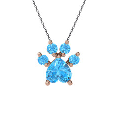 Pati Kolye - Akuamarin 18 ayar rose altın kolye (40 cm gümüş rolo zincir) #1ifl9r4