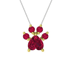 Rodolit garnet 18 ayar altın kolye (40 cm gümüş rolo zincir)