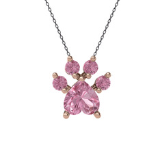Pati Kolye - Pembe kuvars 18 ayar rose altın kolye (40 cm gümüş rolo zincir) #1t6z6l8