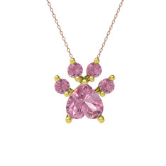 Pembe kuvars 8 ayar altın kolye (40 cm rose altın rolo zincir)