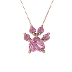 Pembe kuvars 18 ayar rose altın kolye (40 cm rose altın rolo zincir)