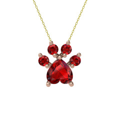 Garnet 14 ayar rose altın kolye (40 cm altın rolo zincir)