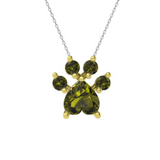 Pati Kolye - Peridot 925 ayar altın kaplama gümüş kolye (40 cm beyaz altın rolo zincir) #1xqws95