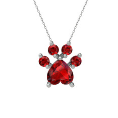 Pati Kolye - Garnet 18 ayar beyaz altın kolye (40 cm beyaz altın rolo zincir) #3e2jxk