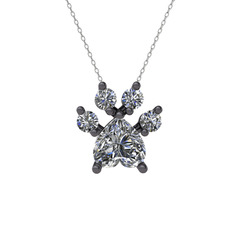 Pati Kolye - Swarovski 925 ayar siyah rodyum kaplama gümüş kolye (40 cm beyaz altın rolo zincir) #3nql7w