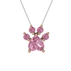 Pati Kolye - Pembe kuvars 925 ayar rose altın kaplama gümüş kolye (40 cm beyaz altın rolo zincir) #41b5ku