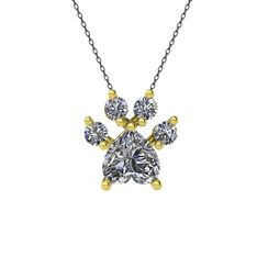 Swarovski 8 ayar altın kolye (40 cm gümüş rolo zincir)