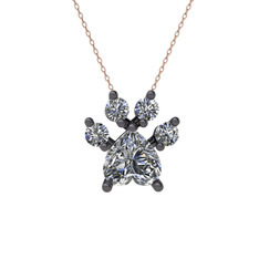 Pati Kolye - Swarovski 925 ayar siyah rodyum kaplama gümüş kolye (40 cm rose altın rolo zincir) #9czshp
