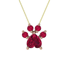 Pati Kolye - Rodolit garnet 14 ayar rose altın kolye (40 cm altın rolo zincir) #f7ayh6