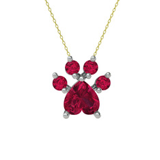 Rodolit garnet 925 ayar gümüş kolye (40 cm altın rolo zincir)