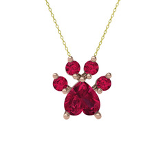 Rodolit garnet 18 ayar rose altın kolye (40 cm gümüş rolo zincir)