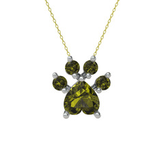 Pati Kolye - Peridot 18 ayar beyaz altın kolye (40 cm altın rolo zincir) #iu7ktx