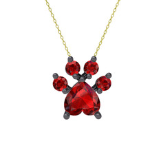 Garnet 925 ayar siyah rodyum kaplama gümüş kolye (40 cm altın rolo zincir)