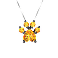 Pati Kolye - Sitrin 925 ayar siyah rodyum kaplama gümüş kolye (40 cm gümüş rolo zincir) #lrieek