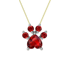 Garnet 8 ayar beyaz altın kolye (40 cm altın rolo zincir)