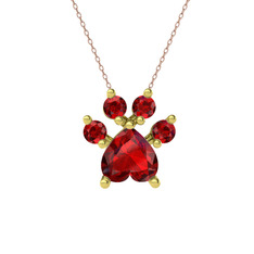 Pati Kolye - Garnet 14 ayar altın kolye (40 cm rose altın rolo zincir) #moz36b