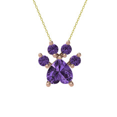 Pati Kolye - Ametist 14 ayar rose altın kolye (40 cm altın rolo zincir) #nt1hri