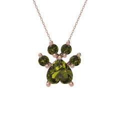 Pati Kolye - Peridot 8 ayar rose altın kolye (40 cm rose altın rolo zincir) #oitrag