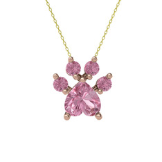 Pembe kuvars 14 ayar rose altın kolye (40 cm altın rolo zincir)