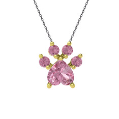 Pati Kolye - Pembe kuvars 14 ayar altın kolye (40 cm gümüş rolo zincir) #wa6kmq