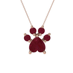 Kök yakut 8 ayar rose altın kolye (40 cm rose altın rolo zincir)