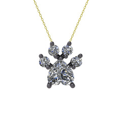Pati Kolye - Swarovski 925 ayar siyah rodyum kaplama gümüş kolye (40 cm altın rolo zincir) #xws8ze