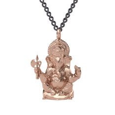 Ganeşa (Ganesha) Kolye - 18 ayar rose altın kolye (60 cm gümüş rolo zincir) #14mya2f