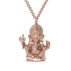 Ganeşa (Ganesha) Kolye - 8 ayar rose altın kolye (60 cm rose altın rolo zincir) #1hit3ii