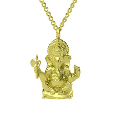 Ganeşa (Ganesha) Kolye - 8 ayar altın kolye (60 cm altın rolo zincir) #7rb6j1