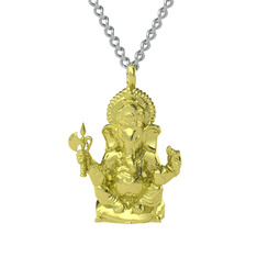 Ganeşa (Ganesha) Kolye - 925 ayar altın kaplama gümüş kolye (110 cm beyaz altın rolo zincir) #v4em2x