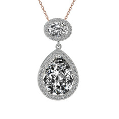 Lupine Kolye - Beyaz zirkon 925 ayar gümüş kolye (40 cm rose altın rolo zincir) #11ww3dm