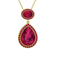 Lupine Kolye - Rodolit garnet 8 ayar altın kolye (40 cm gümüş rolo zincir) #1oqvg3r