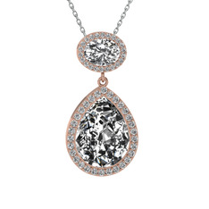 Lupine Kolye - Beyaz zirkon 925 ayar rose altın kaplama gümüş kolye (40 cm beyaz altın rolo zincir) #1xi2pnu