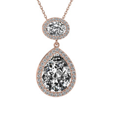 Beyaz zirkon 8 ayar rose altın kolye (40 cm rose altın rolo zincir)