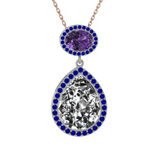 Lupine Kolye - Beyaz zirkon, ametist ve lab safir 925 ayar gümüş kolye (40 cm gümüş rolo zincir) #rbcu8q