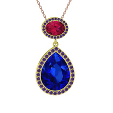 Lupine Kolye - Lab safir, rodolit garnet ve ametist 14 ayar altın kolye (40 cm gümüş rolo zincir) #vqmg0c