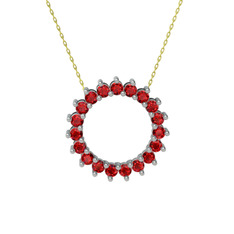 Garnet 14 ayar beyaz altın kolye (40 cm altın rolo zincir)