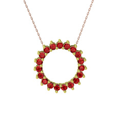 Gün Işığı Kolye - Garnet 14 ayar altın kolye (40 cm rose altın rolo zincir) #12c7p0h