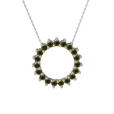 Gün Işığı Kolye - Peridot 8 ayar beyaz altın kolye (40 cm beyaz altın rolo zincir) #12no639