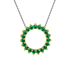 Gün Işığı Kolye - Yeşil kuvars 18 ayar altın kolye (40 cm gümüş rolo zincir) #1343ghn