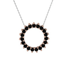 Gün Işığı Kolye - Siyah zirkon 8 ayar rose altın kolye (40 cm gümüş rolo zincir) #139pdnt