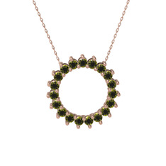 Gün Işığı Kolye - Peridot 14 ayar rose altın kolye (40 cm rose altın rolo zincir) #16pownb