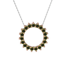 Peridot 18 ayar rose altın kolye (40 cm beyaz altın rolo zincir)