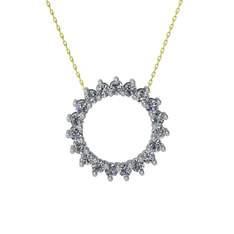 Gün Işığı Kolye - Pırlanta 8 ayar beyaz altın kolye (0.285 karat, 40 cm gümüş rolo zincir) #1bycyqn