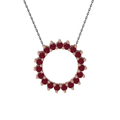 Gün Işığı Kolye - Kök yakut 18 ayar rose altın kolye (40 cm gümüş rolo zincir) #1ceuo3w