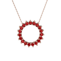 Gün Işığı Kolye - Garnet 14 ayar rose altın kolye (40 cm rose altın rolo zincir) #1d9bqn0