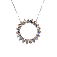 Pırlanta 18 ayar rose altın kolye (0.285 karat, 40 cm beyaz altın rolo zincir)