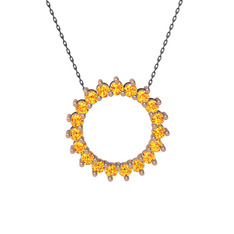 Gün Işığı Kolye - Sitrin 18 ayar rose altın kolye (40 cm gümüş rolo zincir) #1f0z5nx